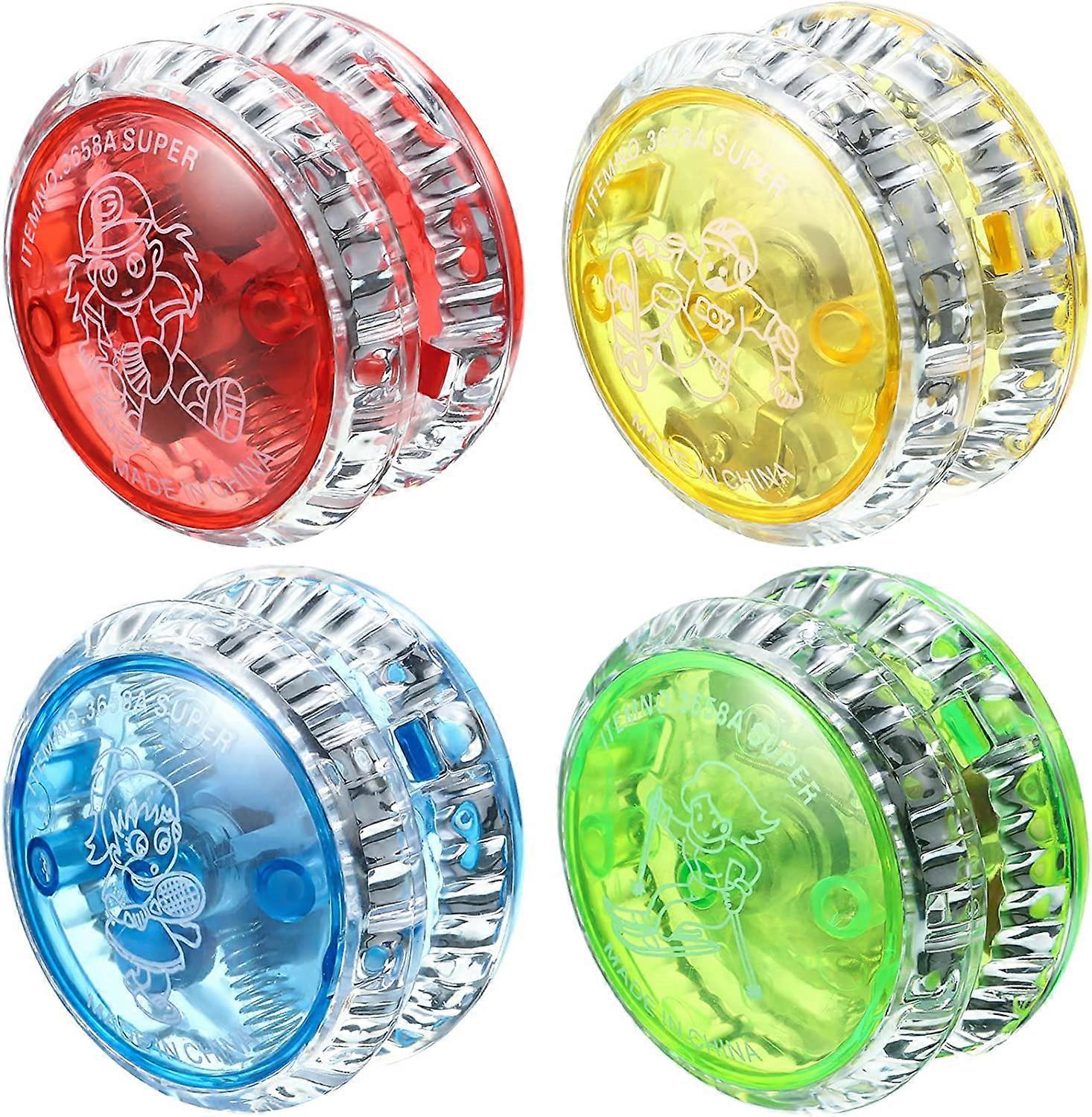 4 Pieces Yo-Yo LED Light Kids Yo-Yo Reactive Plastic Yoyo Entertainment for Beginners Party Favors (Random Colors)