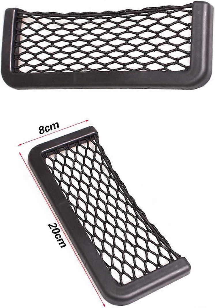Car Trunk Storage Net, 2 Piece Set (20CM/8in X 8cm/3.14in) Black Magic Adhesive Storage Net Elastic Mesh String Net Phone Storage Pocket