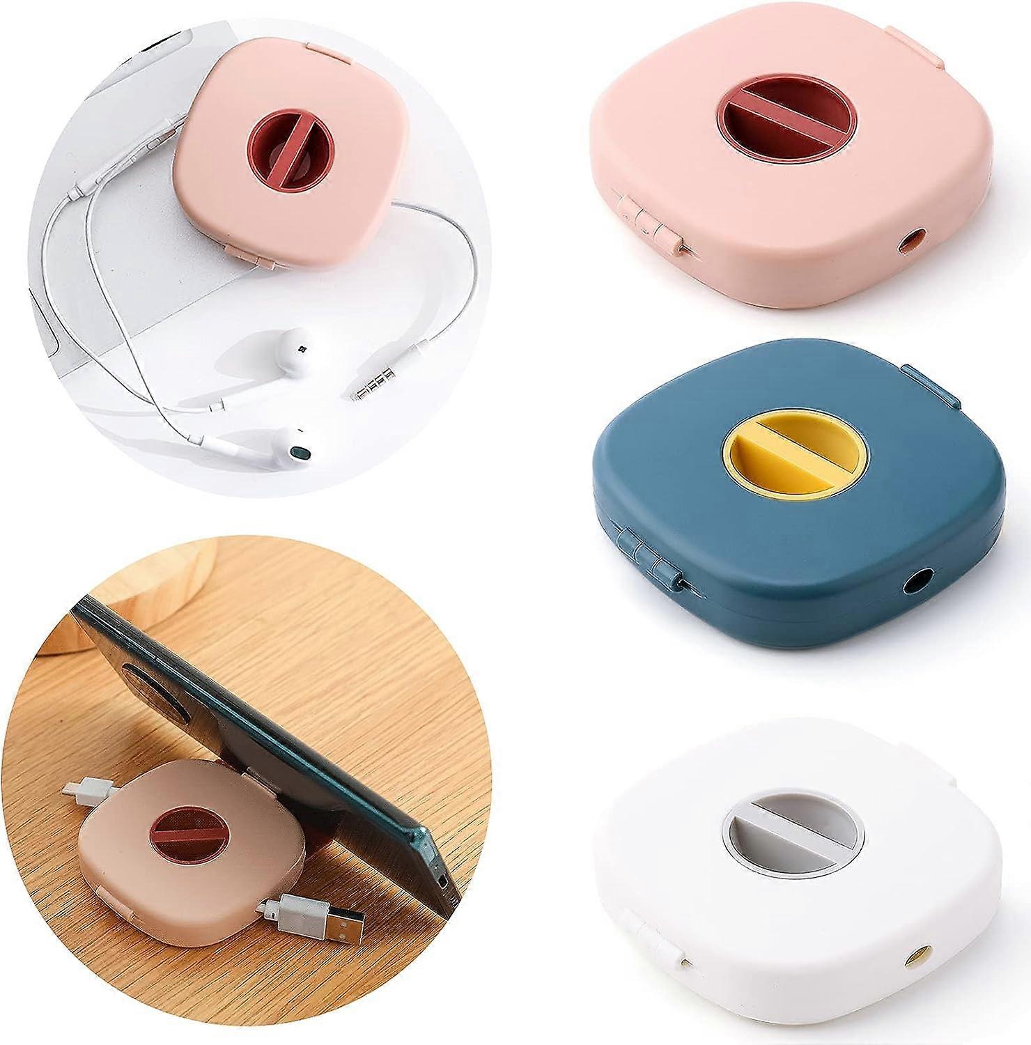 Enrouleur compact de cordon de gestion des cbles avec fonction de support de tlphone - Bureau Fils USB Enrouleur Bobine Chargeur sans enchevtrement Organisateur tui Casque