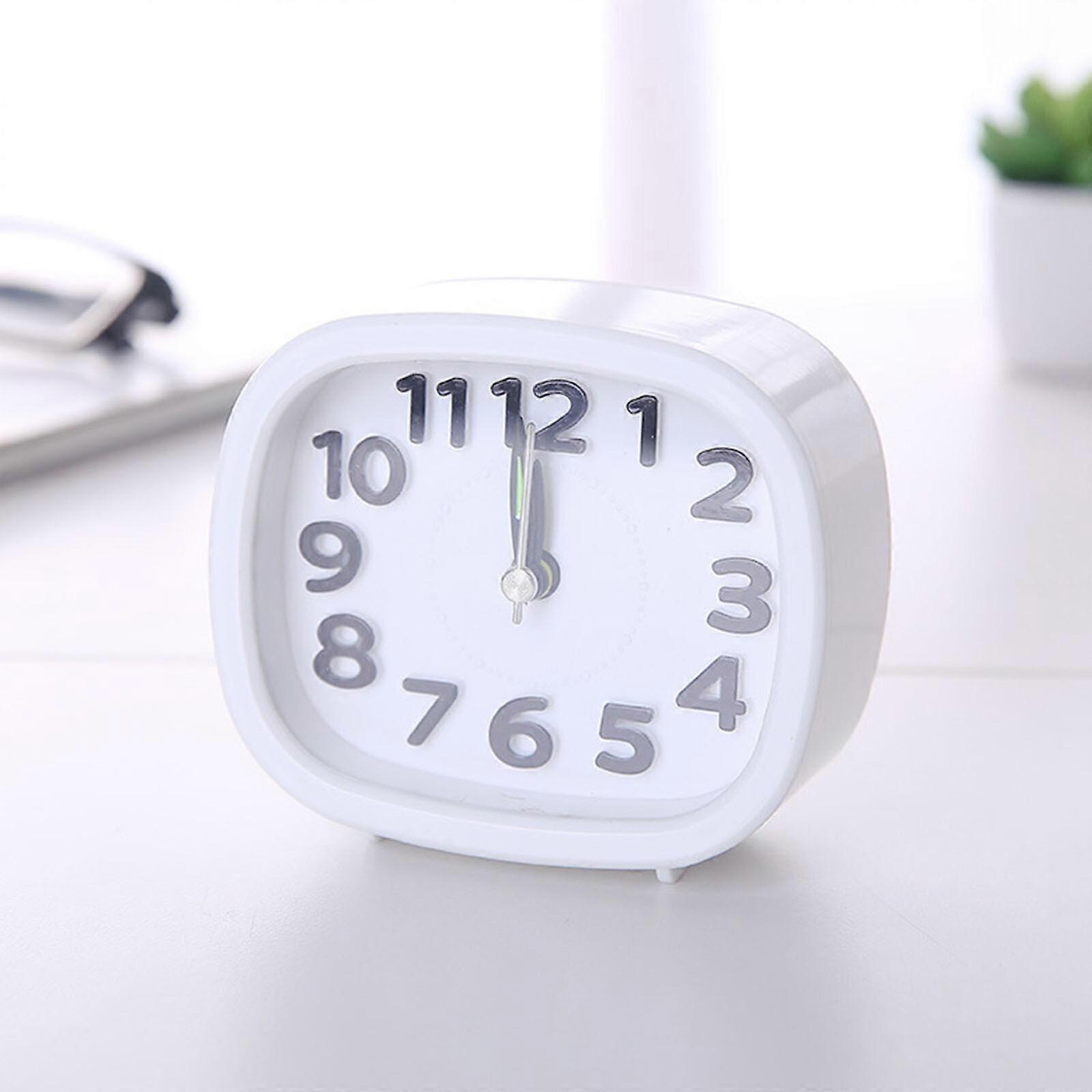 Low Noise Alarm Clock Quiet Clocks Battery Bedside Desk Analogue Silent Clock