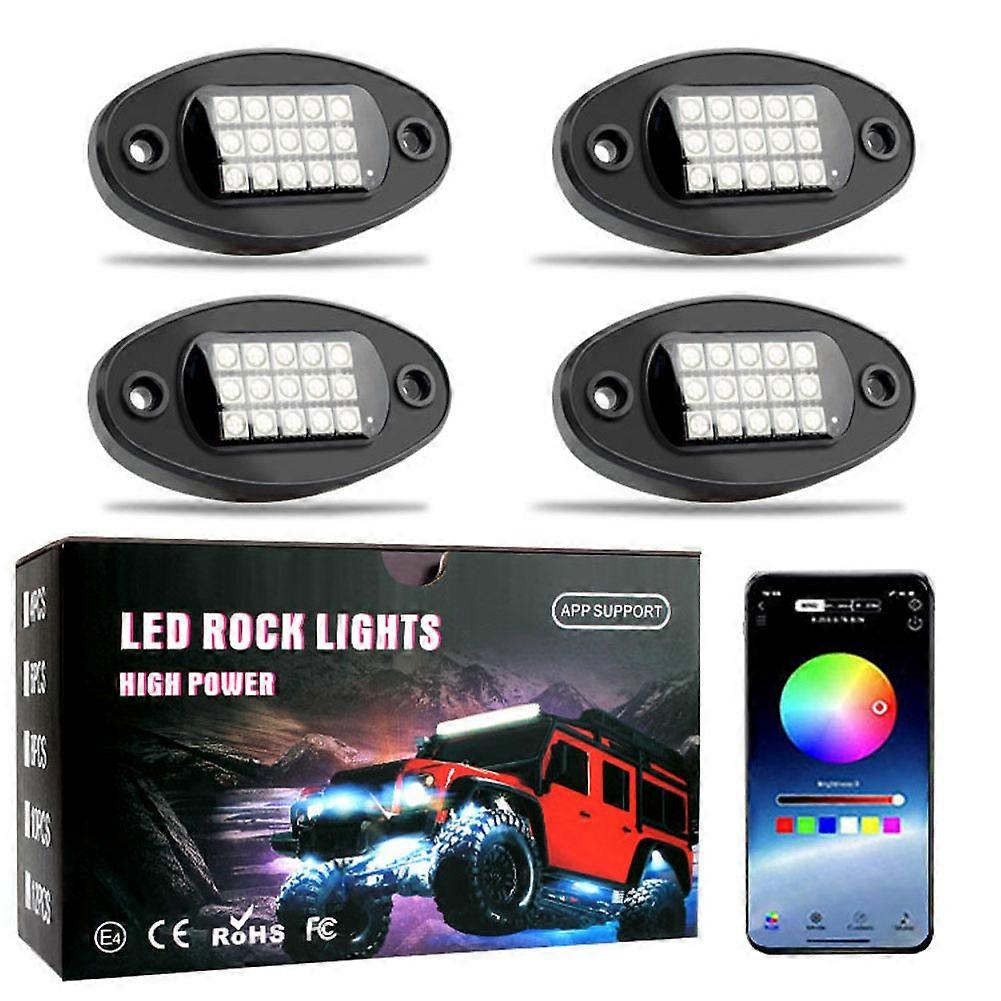 4/6/8/10 In 1 RGB LED Rock Lights Music Sync Bluetooth APP Control Car Chassis Light Undergolw for Jeep Off-Road Truck Boat