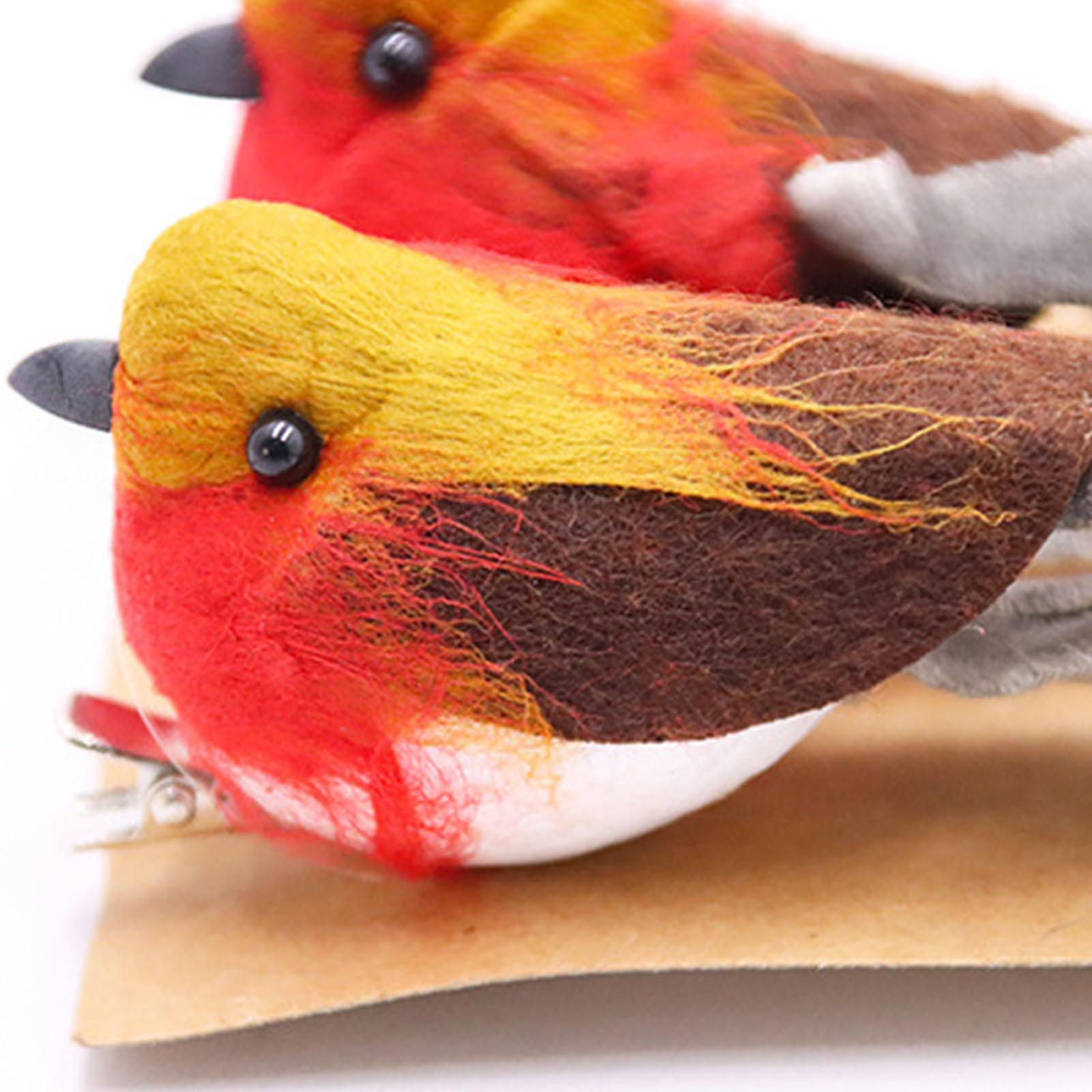 Simulation Bird Foam Blank & Cotton Red Christmas Ornament 4-pack