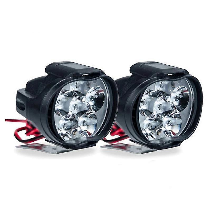 2pcs 6 LED Motorcycle Headlight High Brightness Auxiliary Spotlights Scooters Waterproof Modified Light Bulbs with Switch