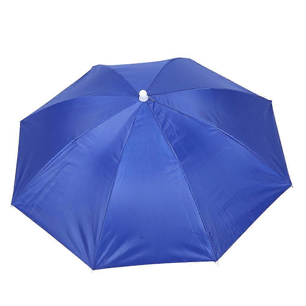 Royal Blue 65cm Folding Head Mounted Umbrella Hat Sunscreen and Windproof