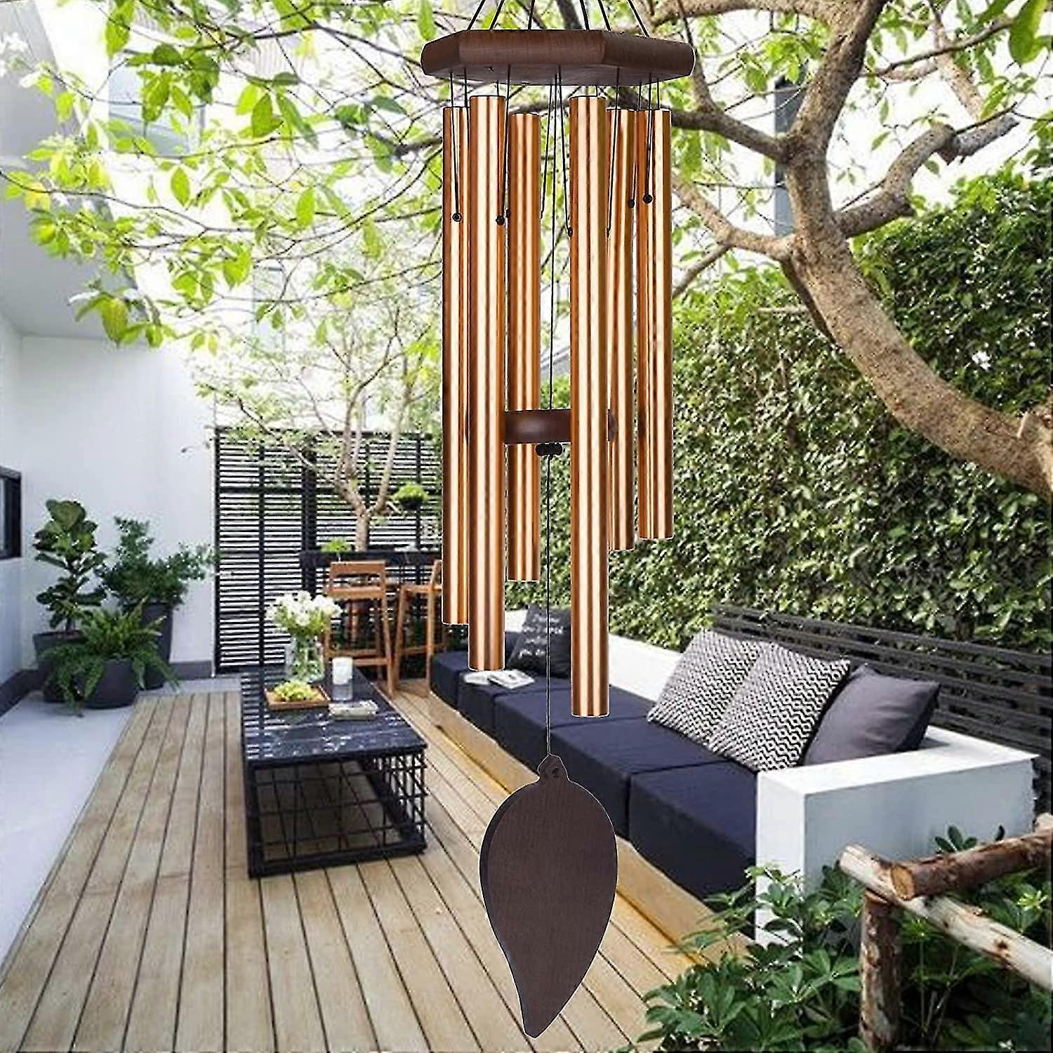 Personalized Memorial Wind Chimes Outdoor Deep Tone - 6 Tuned Tubes