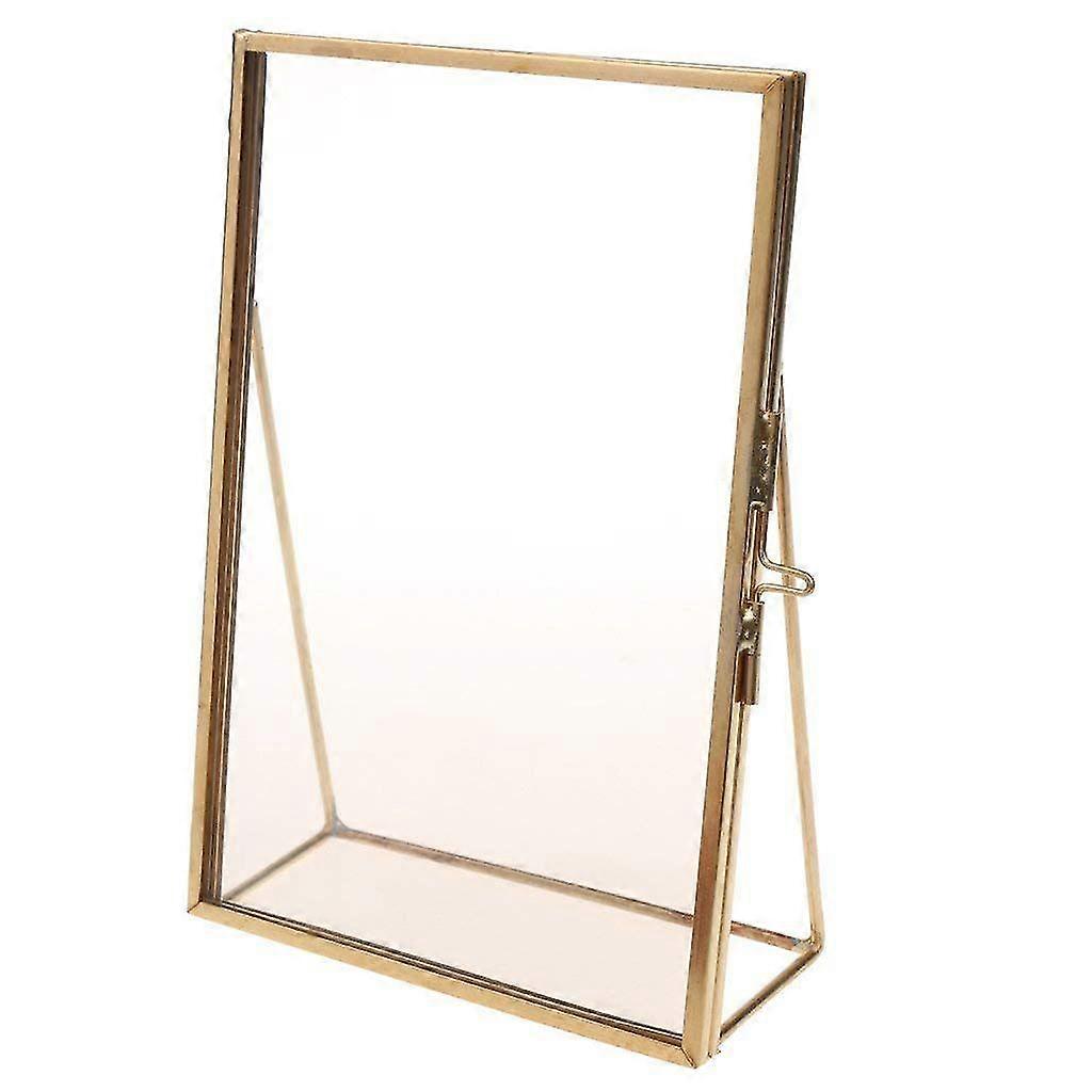 Simple Antique Rectangular Transparent Glass Photo Frame For - Gold, 10.2 X 15.3 Cm