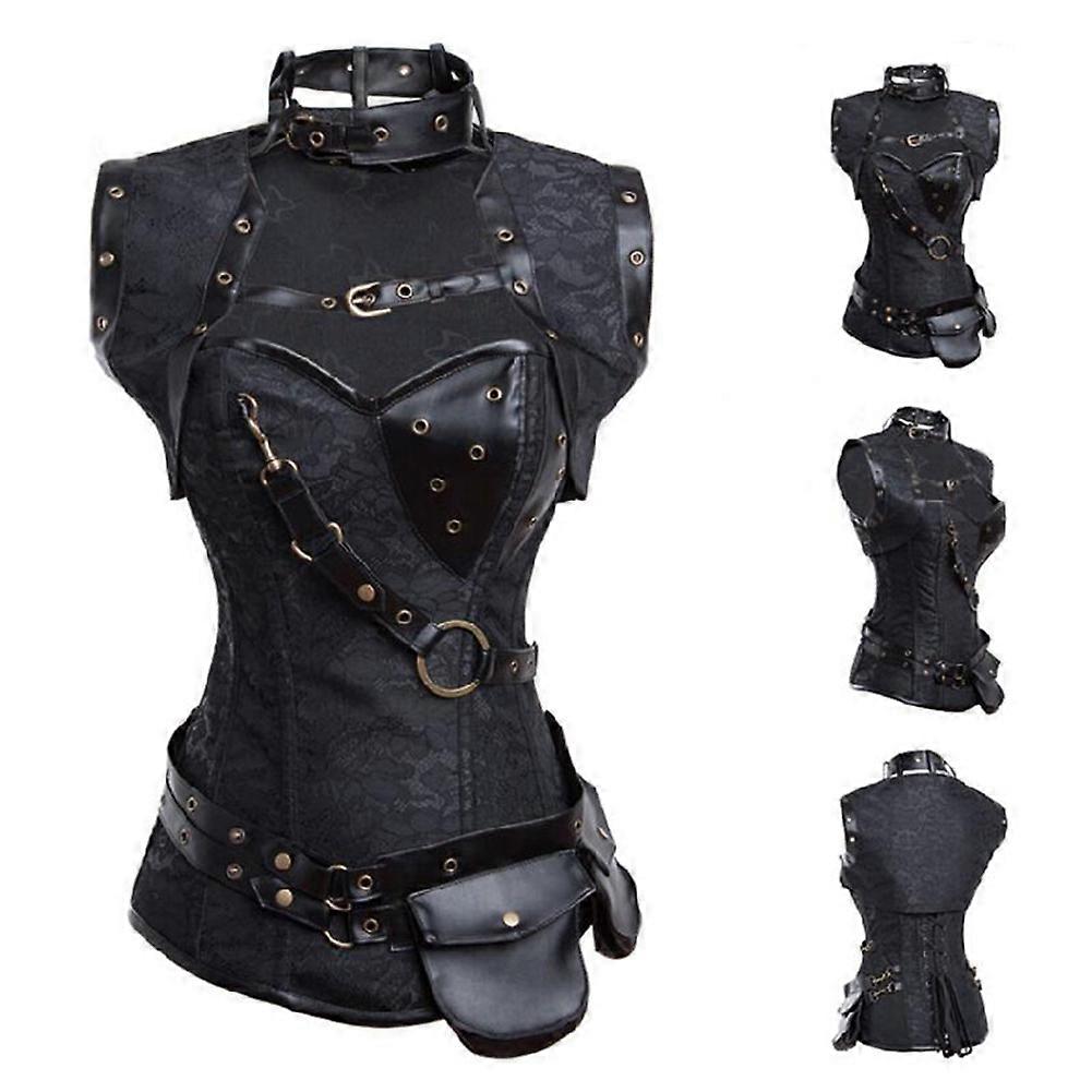Gothic Retro Vintage Tapestry Steampunk Corset with Chain