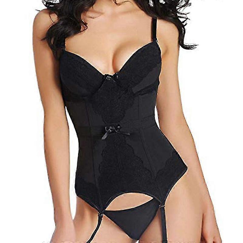 Women See Through Lace Bodysuit G-strings Stockings Sexy Mesh Underwear Lingerie Set Nightwear