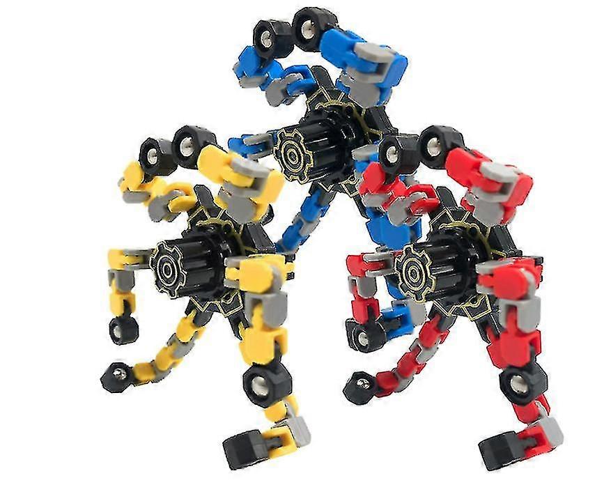 3pack Fingertip Spin Top Toy, Transformable Fingertip Spinners, Diy Gyro Robot Toy Chain Mechanical Gyro Spin Top Anti Stress Gift Stress Relief Toy F