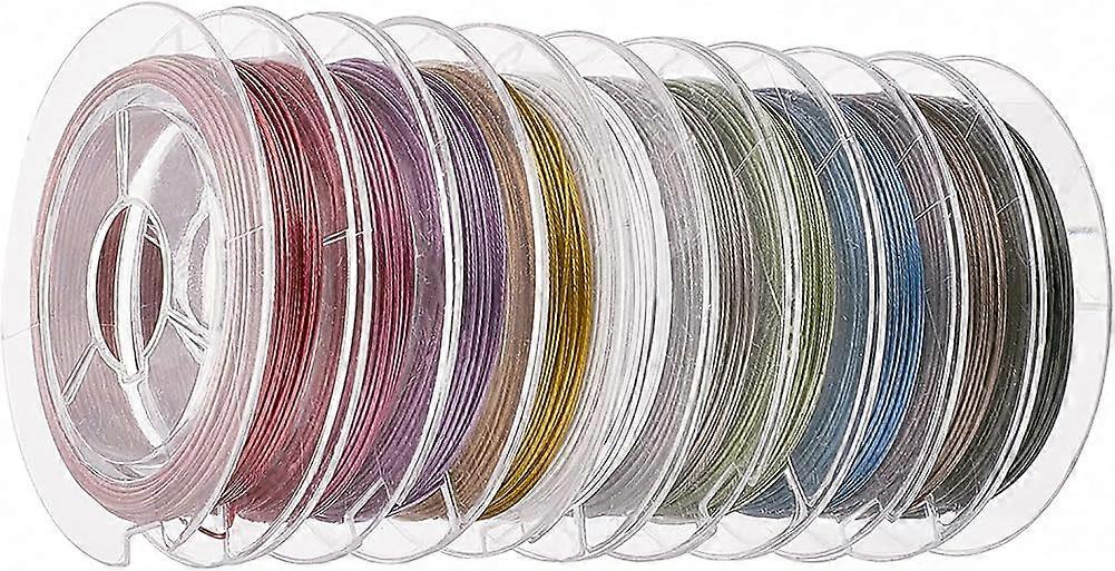 10 x 10m gemischte Packung Tiger Tail Perlendraht 0,45mm = 100m gemischte Farben Schmuck