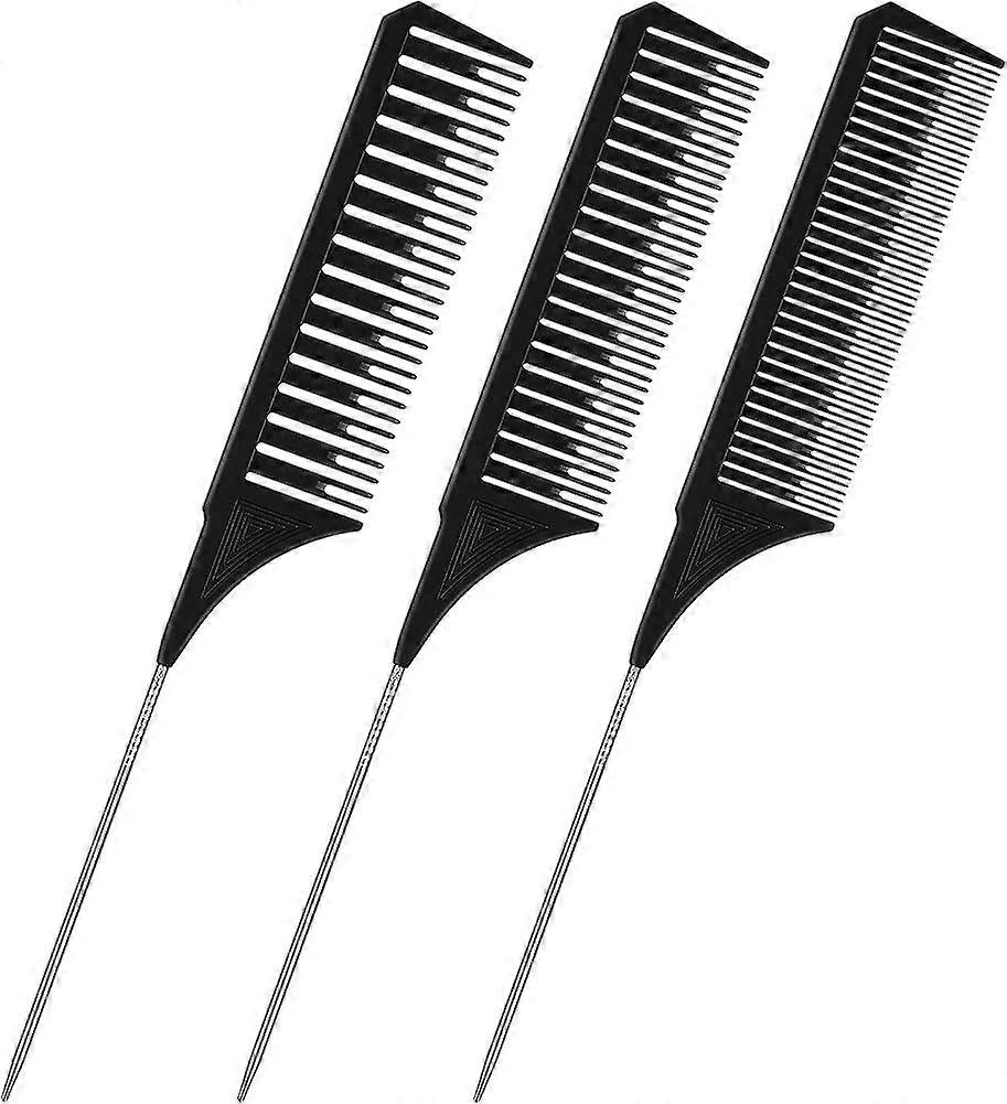 3 Pieces Different Sizes Highlighting Comb Set Weaving Hair Comb Nylon Teasing