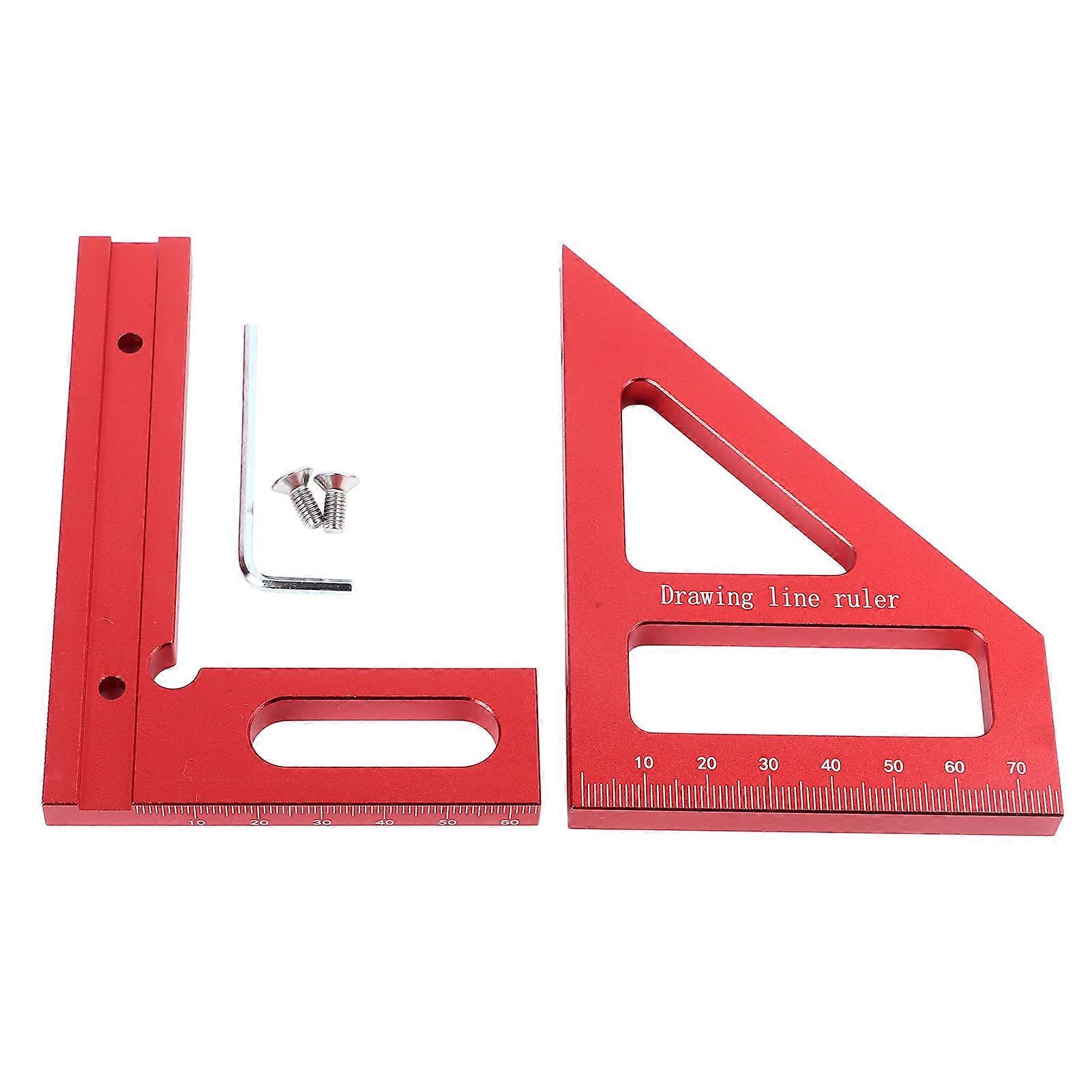 3D Multi Angle Measuring Ruler 45 90 Degree Aluminum Alloy Woodworking Square Protractor Miter Triangle Ruler Layout Measuring Tool Red