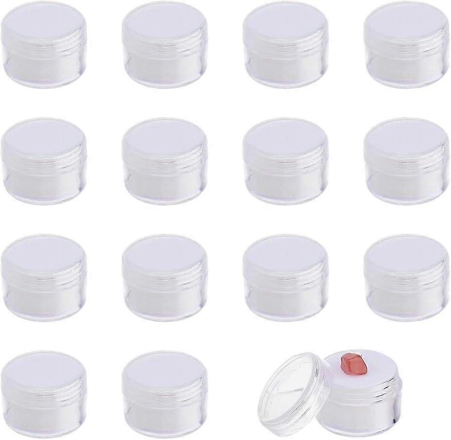 15Pcs Clear Gemstone Box 1.16x0.85inch Mini Round Stone Box Small Loose Diamond Gemstone Display Case Plastic Containers Holder with Clear Top Lids an