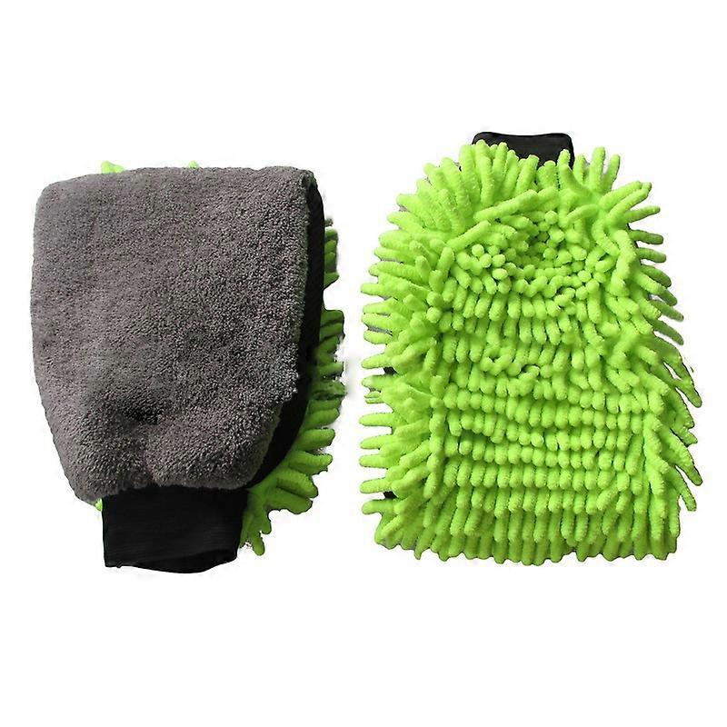 Chenille Premium Scratch-Free Microfiber Wash Mitt Green (2 Pack)