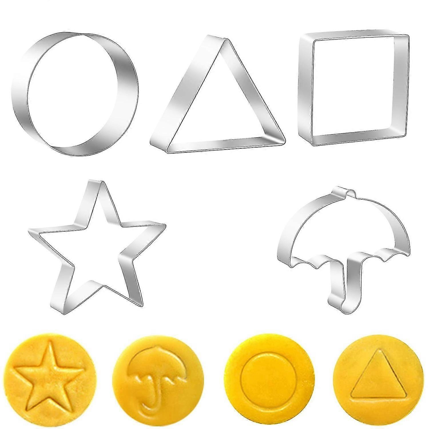 Cookie Cutters Set 5 Pcs Props Umbrella Triangle Circle Star Shapes With Case & Needle Cookie Mold L