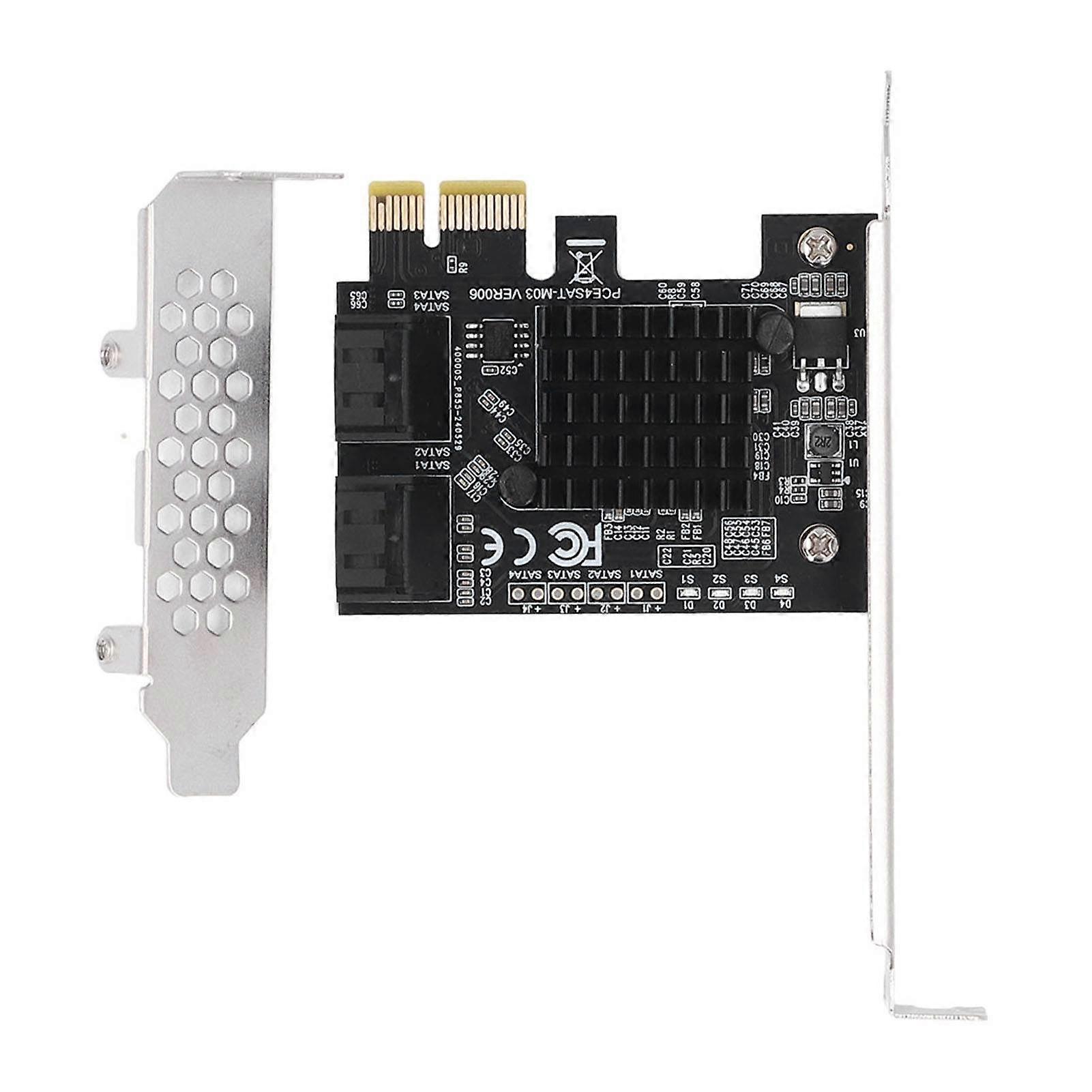 SATA3.0 Expansion Card Professional Plug and Play SATA3.0 to PCIE 4 Port 6G Adapter Card Hard Disk Conversion Card