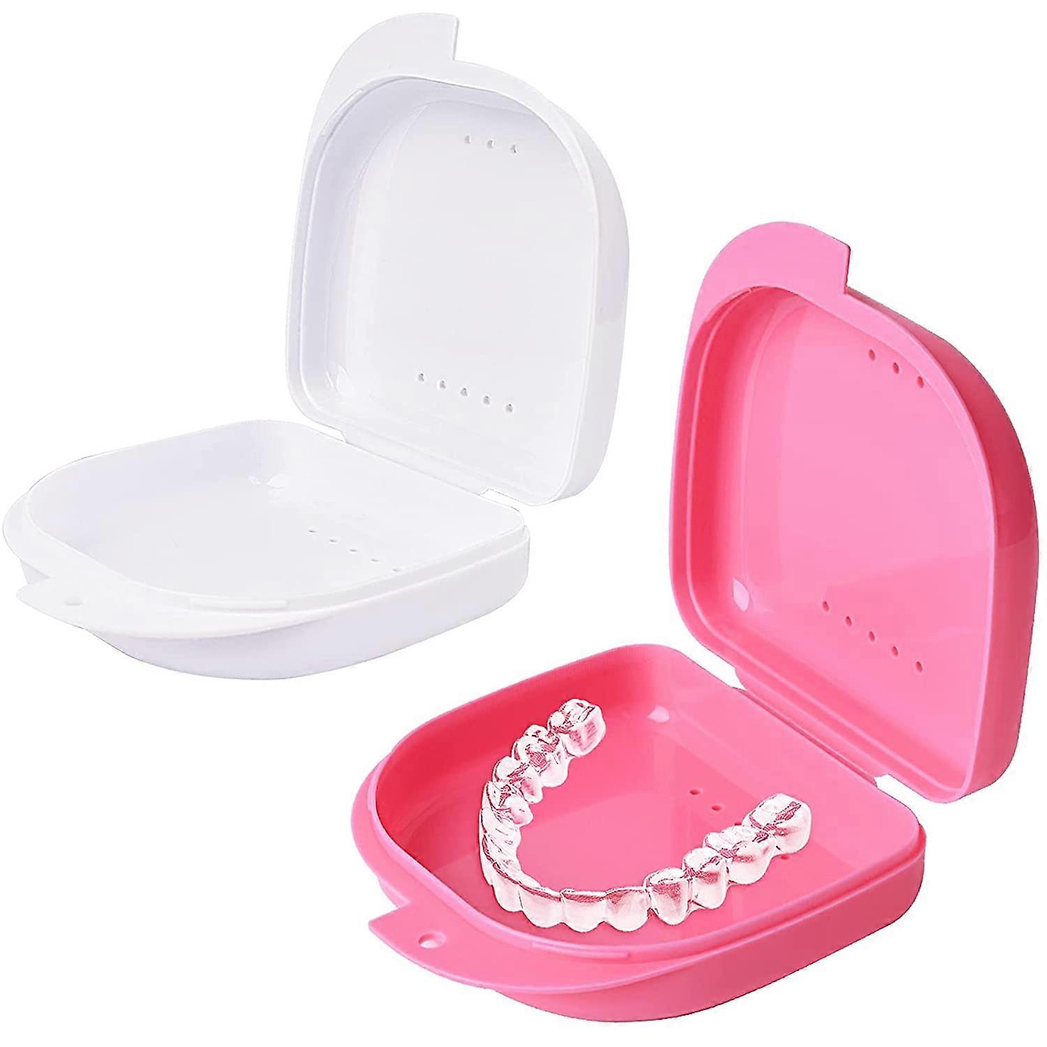 2 Pcs Retainer Box Retainer Case Retainer Container Partial Mouth Guard Container Case Denture Box