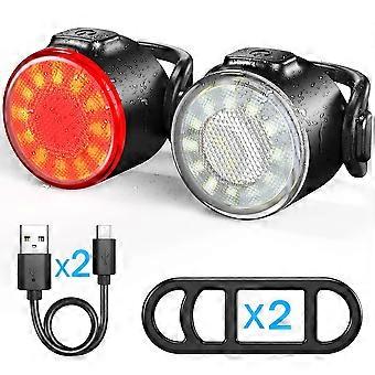 BUCKLOS sykkellys foran og bak sykkellampe LED sykkelbelysning USB oppladbar lommelykt for sykkelsykling sykkellykt