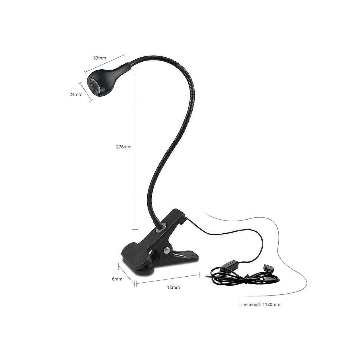 Adjustable LED Table Lamp with Flexible Tube, USB Powered, Study, Reading, Desk Lamp with Clip Holder for Aquarium, Fish, Valuable Lighting