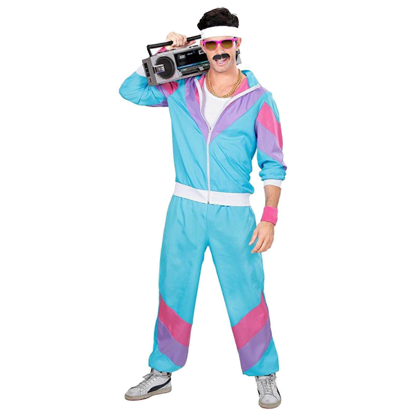 80er Jahre Kostüm Set 8-teilig - Retro Trainingsanzug Unisex Disco Outfit