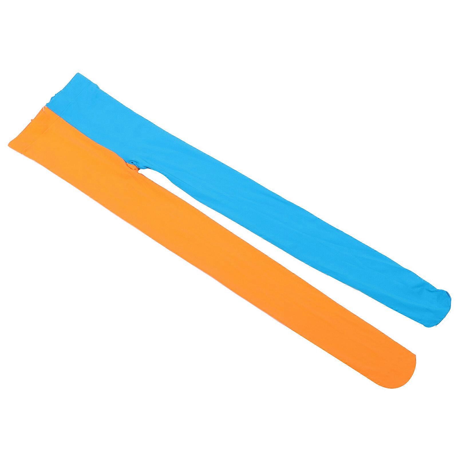 Fashion Double Color AB Splice Left Right Stockings - Free Size (Orange and Blue)