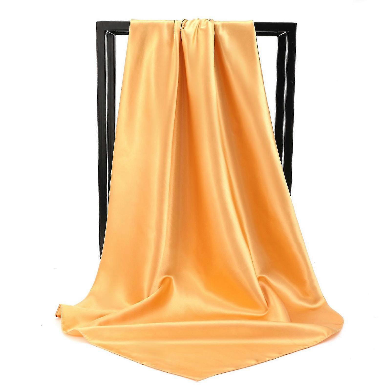National Style Silk Scarf Soft Plain Color Satin Turban Headwrap Travel Sunscreen Scarf Turban