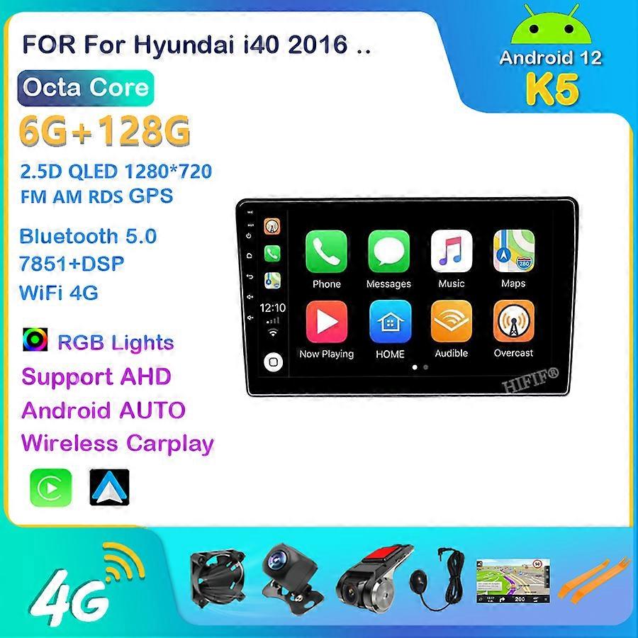 Carplay Auto Android 12 DSP Car Radio For Hyundai i40 2016 GPS Navigation Multimedia Video Player Audio IPS Screen RDS Head Unit