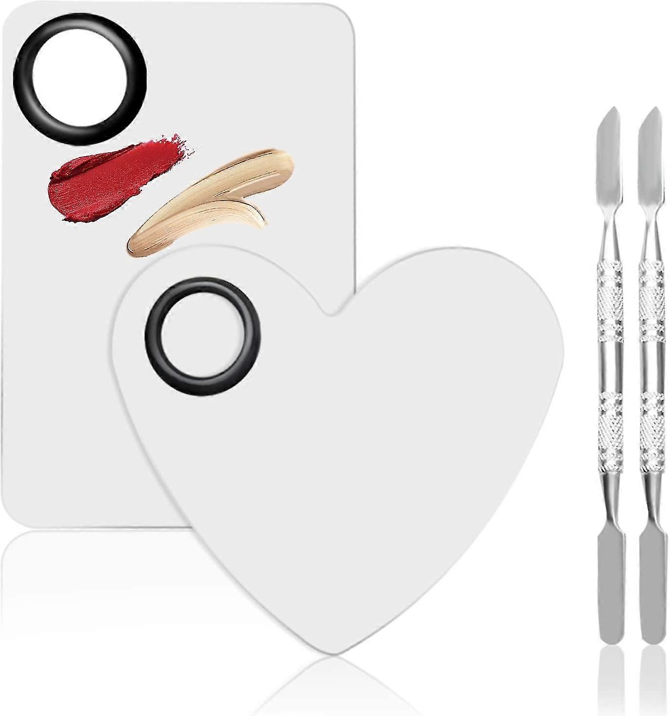 Stainless Steel Makeup Mixing Palette, 2 Pcs Cosmetic Palette With Spatula Tool, Nail-art Mixing Palette For Mixing Foundation