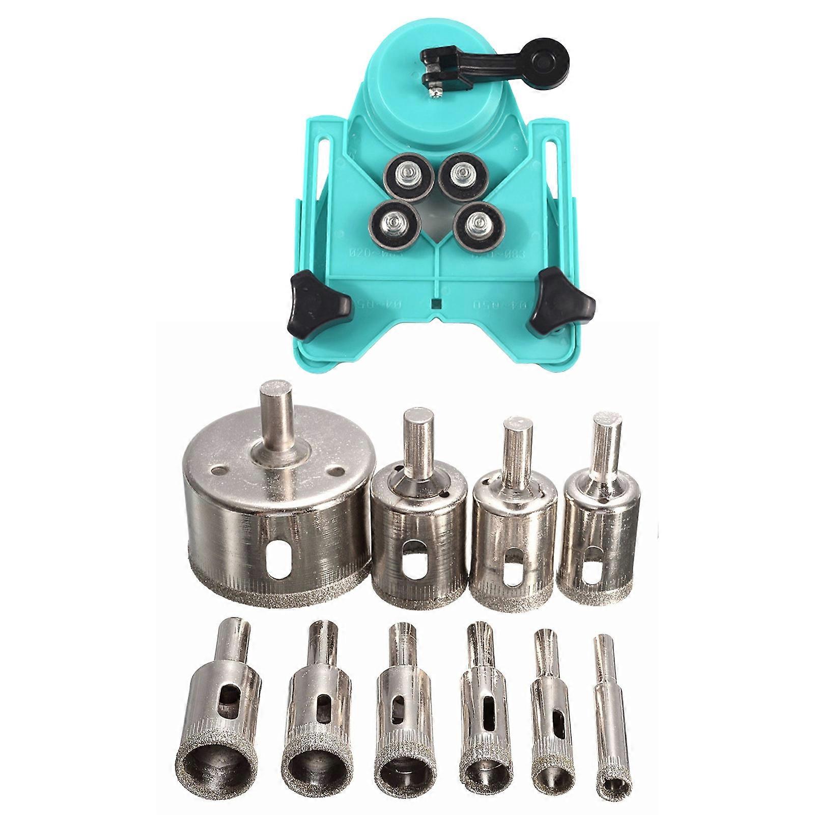 11Pcs Drilling Tools Set Strong Suction Large Clamping Range Positioning Tools Glass Locator Hole Saw Kit for Ceramic QinHai