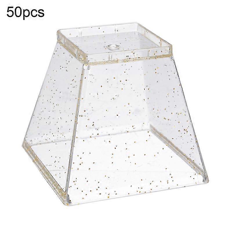50pcs Dessert Cups Stackable Disposable Ps Plastic Transparent Square Dessert Cups For Party