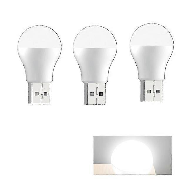 3pcs Usb Plug Lamp Computer Mobile Power Charging Usb Small Book Lamps Led Eye Protection Reading Light Small Round Light Night Light