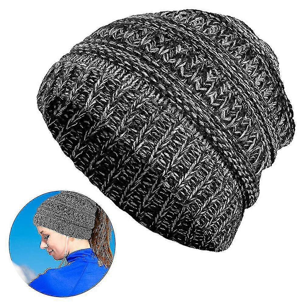 1 Pcs Ponytail Messy Bun Tail Women's Solid Ribbed Hat Cap Empty Top Knitted Woolen Hat