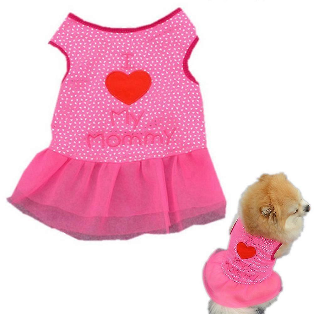 Dog Rose Red Gauze Skirt Pet Spring And
