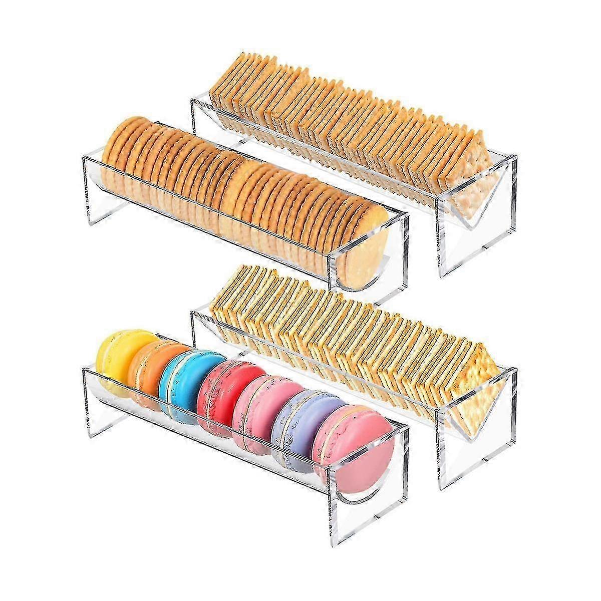 4 Pieces Clear Cracker Tray For Serving Rectangular Cracker Holder Acrylic Serving Tray Food Display Stands For Party