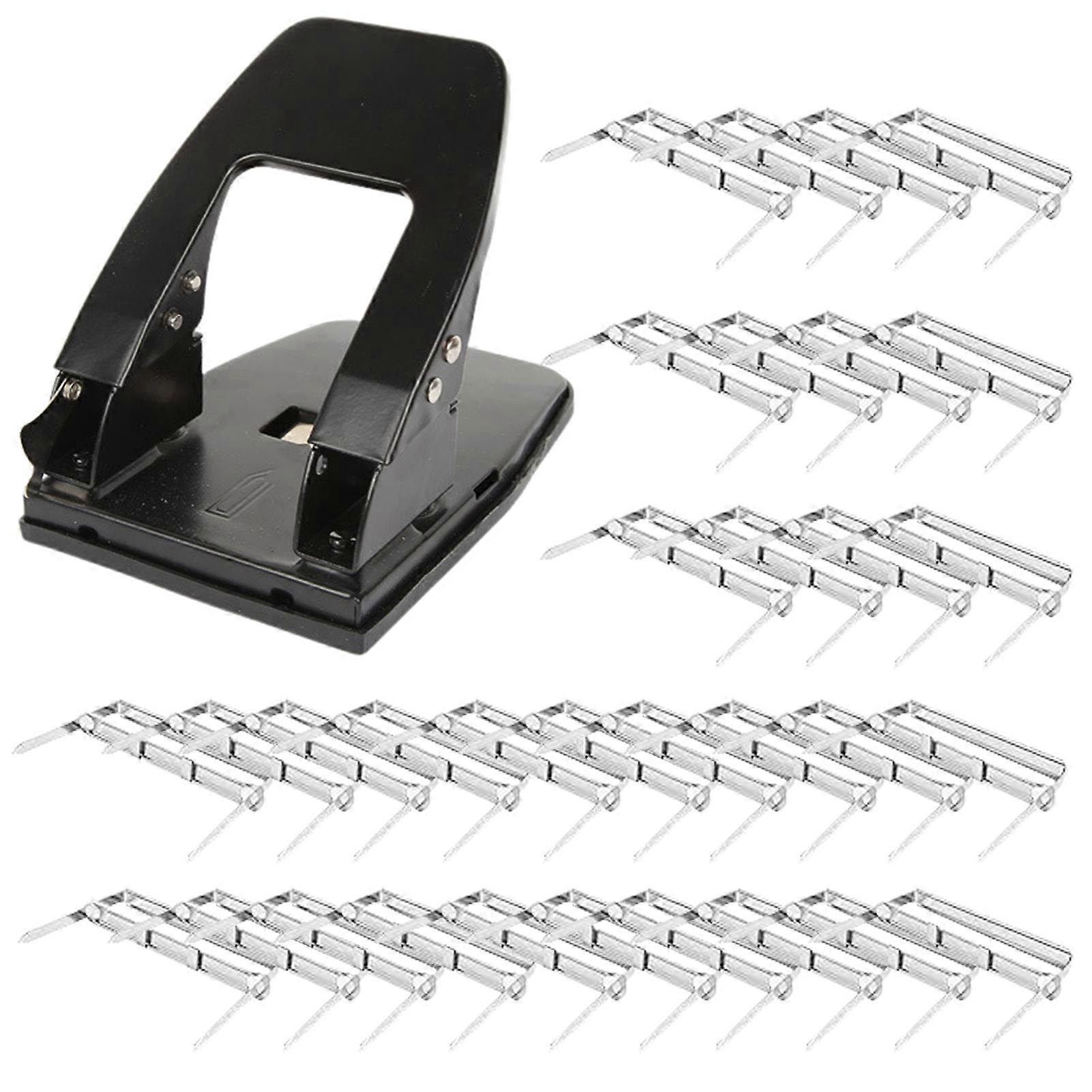 Heavy Duty Paper Holder Set with Two-Hole Punches 100-Prong Fasteners Adjustable Gauge Padded Handle Document Management Tools