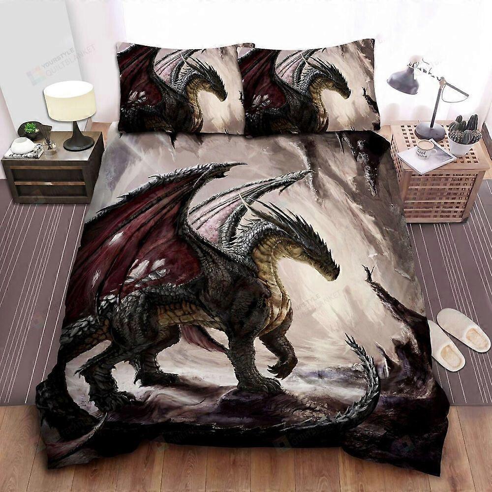 v405 Lençóis Dragão em Dragon Cave Colcha Conjunto de capa de edredão fronha Roupa de cama Duna CoverConjunto de cama de 3 peças (1 capa de edredão + 2 fronhas) y405