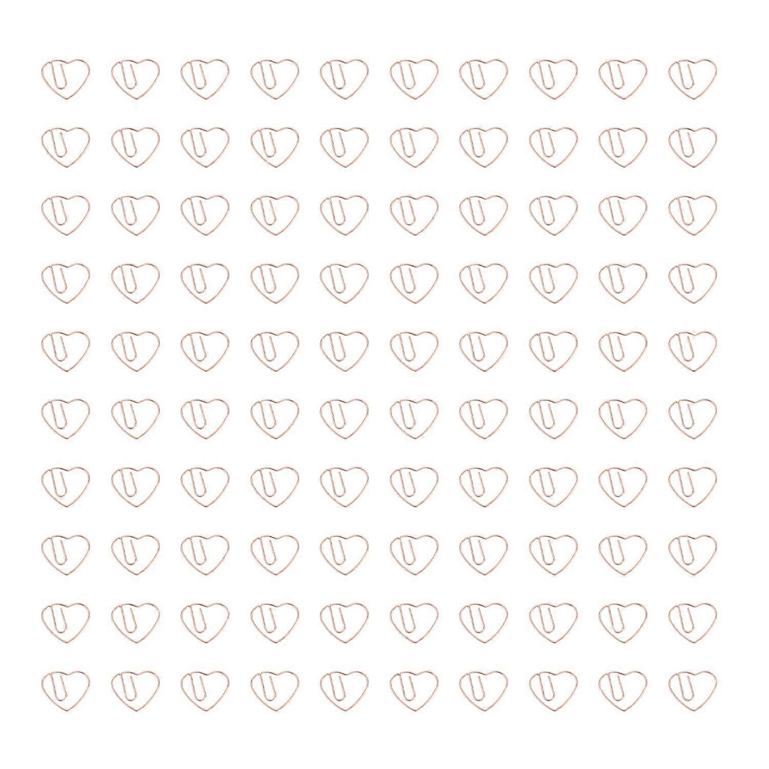 100Pcs Heart Shaped Paper Clips Iron Decorative Paperclips Set with Transparent Box for Office Schoo