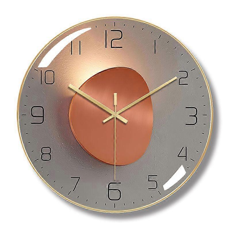 12 Inch Wall Clock Silent Non Ticking, Preciser Modern Style Decor Clock for Home, Office Gold C
