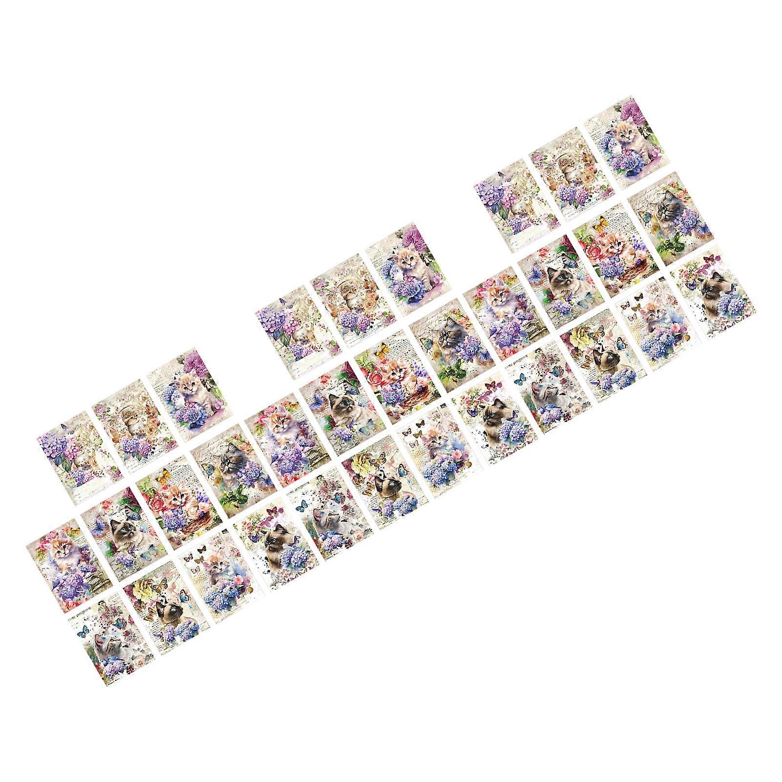 30 Sheets Lightweight Purple Butterfly & Cat Decorative Paper