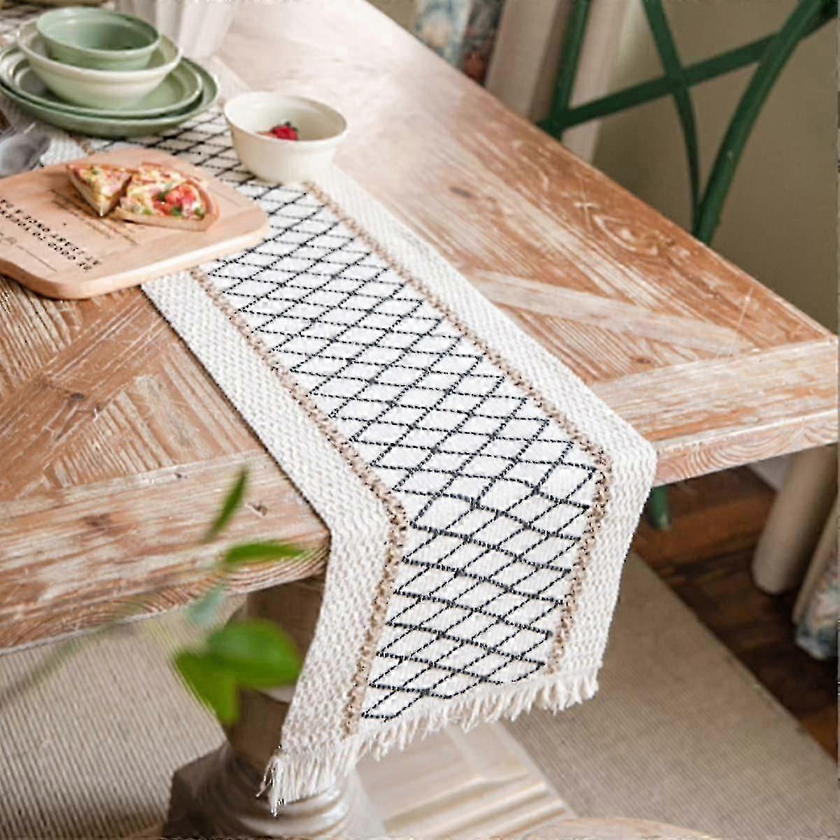 Table Runner, 30*200cm Boho Table Runner Cotton Linen Table Runner, Farmhouse Table Runner With Fringe For Boho Table Runner