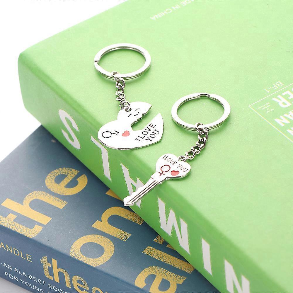 2 Pcs Heart Shape Keychain Set for Couples - Metal Keychains