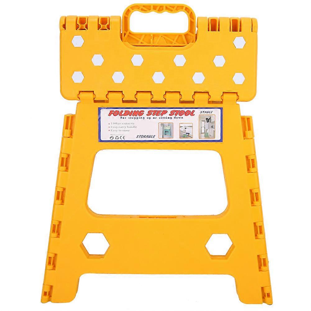 Portable Folding Stool Plastic Folding Ladder Stool Plastic Stool 28.5*21.5*32cm（Yellow）
