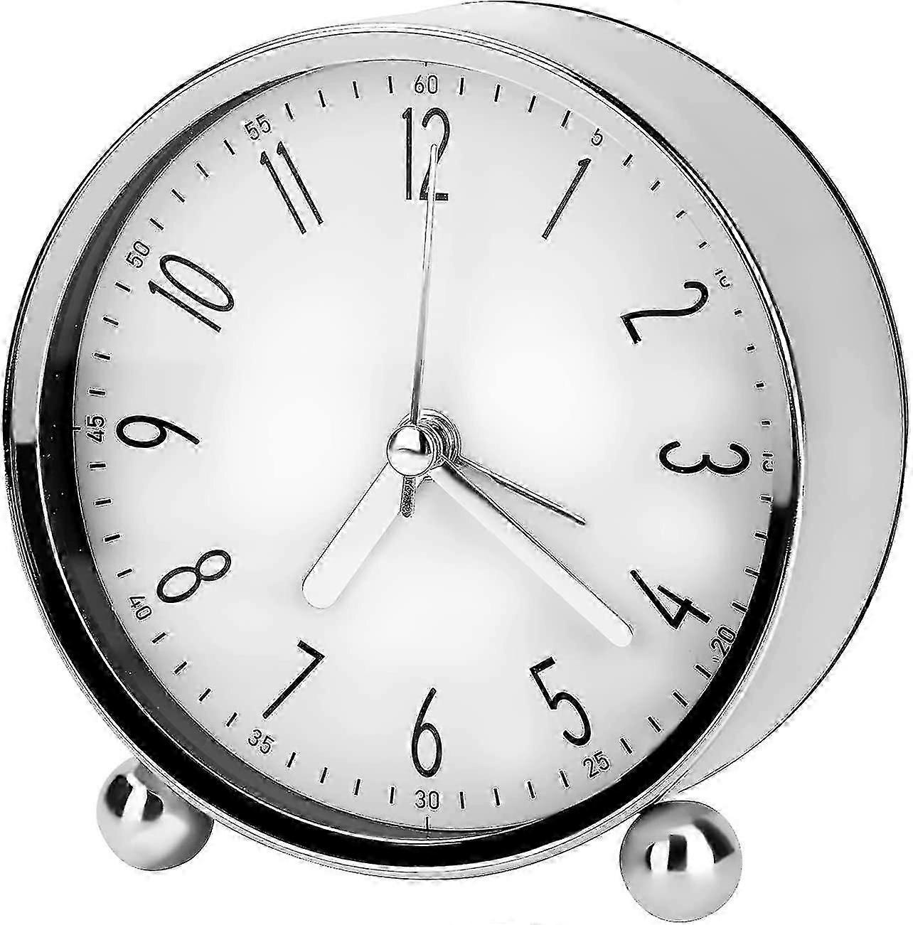 Wecker, 4" Ultra Silent No Tick Small Round Clock mit arabischen Ziffernpiepsen, batteriebetrieben, einfaches Design, einfache Einrichtung