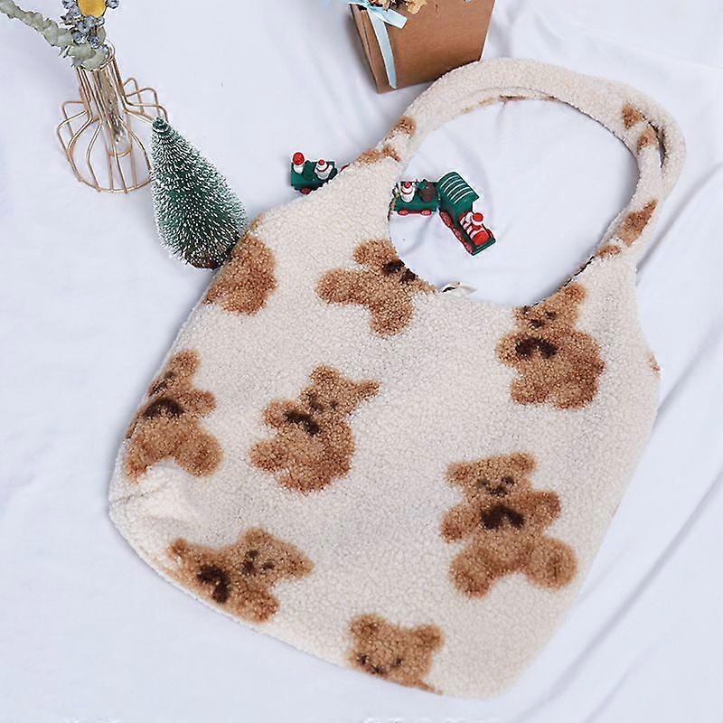 Cute plush bear bag, plush bear-beige  off white