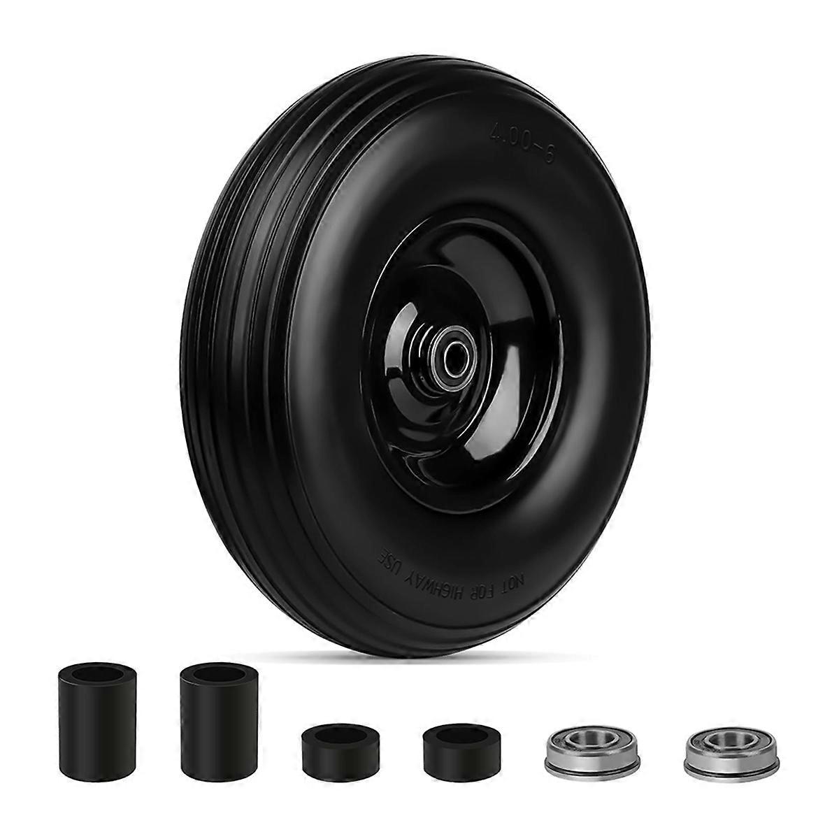 13Inch Wheelbarrow Tires 4.00-6 Flat Free Tire And Wheel, for Wheelbarrows Garden Wagon Cart Wheel