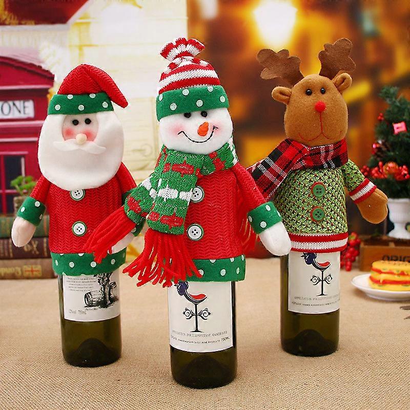 Christmas Decorations for Home Santa Claus Snowman Wine Bottle Dust Cover New Year 2023 Dinner Table Decor Noel 2022 Xmas Gift