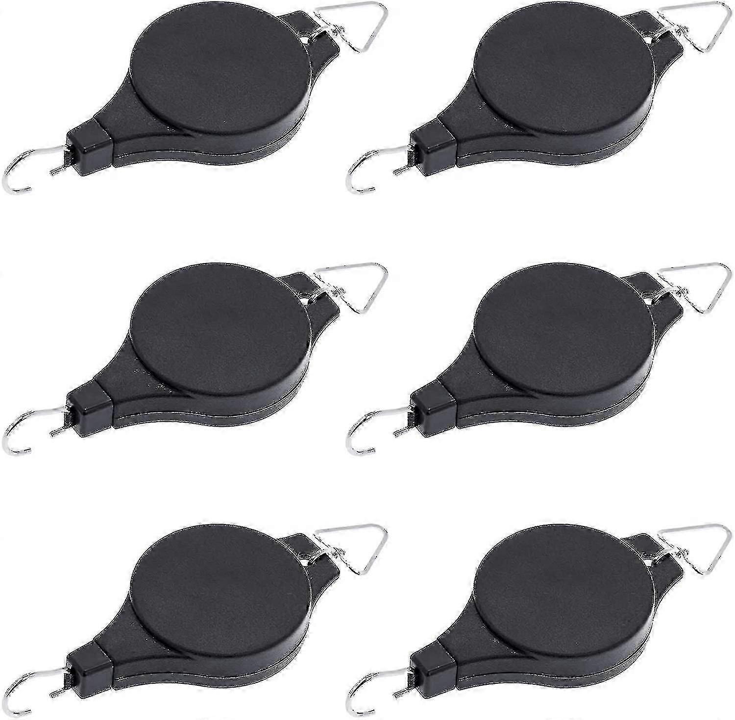 6 Pack Retractable Plant Hanger, Black