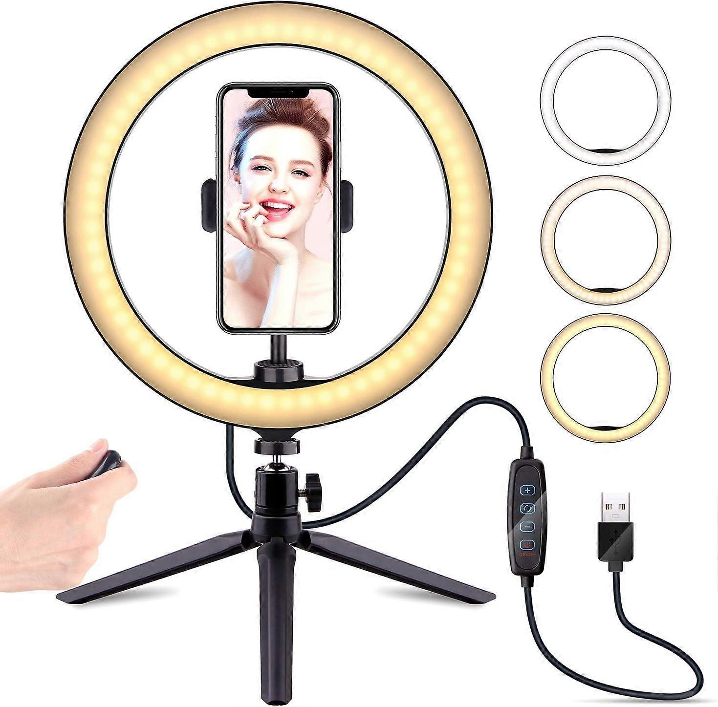 RGB Selfie Desktop Ring Light, Dimmable LED Ring Light With Ultra Wide Range Multi-Color Lighting, For Desktop And Studio Use, 10"