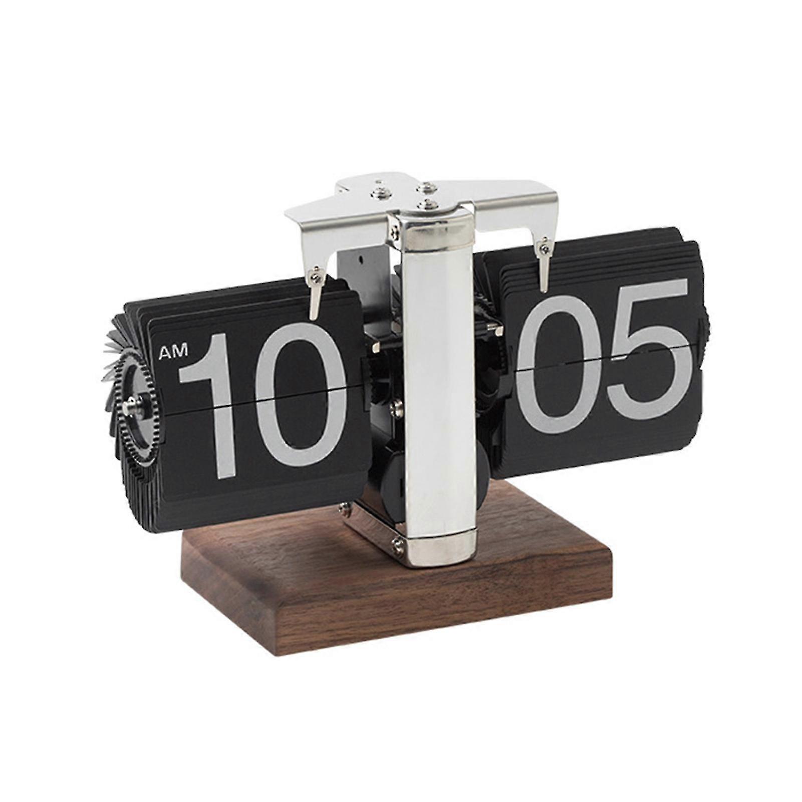 Mechanical Flip Desk Clock Retro Flip Dwn Clock with Internal Gear Operated for Home & Office Dcor