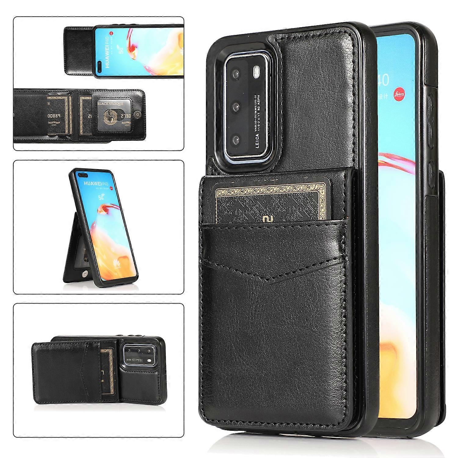 For Huawei P40 Solid Color PC + TPU Protective Case with Holder & Card Slots